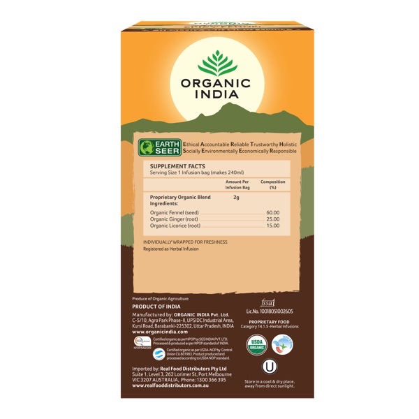 Chá Spicy Fennel - Organic india 25 Sachês - Imagem 2