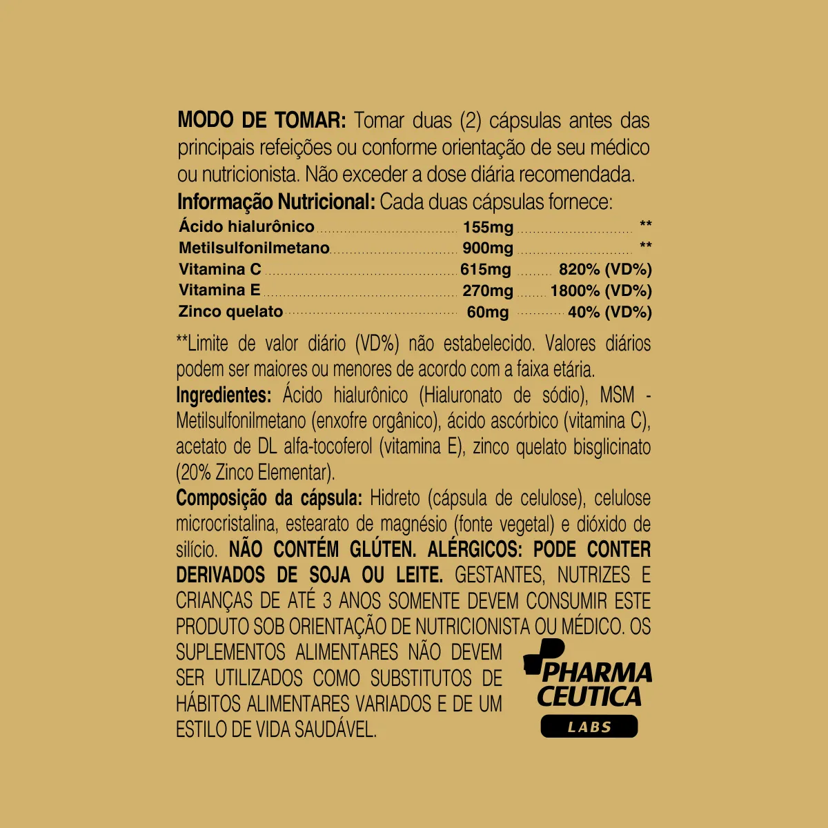 Ácido Hialurônico + Vitaminas 2000mg 60 Cápsulas Dr Botânico Sem Sabor - Imagem 2