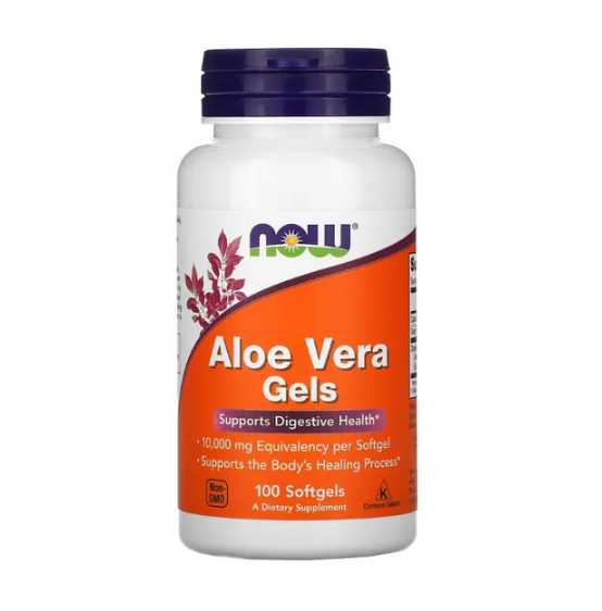 Aloe Vera, Gel de Babosa, 10.000mg, 100 Cápsulas, Now