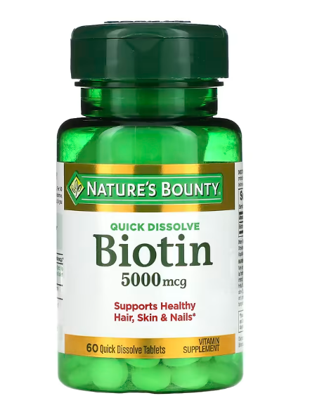Biotina 5000mcg, 60 Comprimidos de Dissolução Rápida, Nature's Bounty