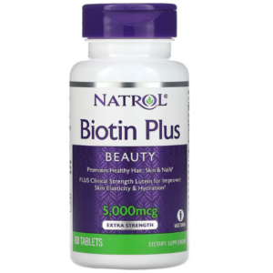 Biotina Plus, Força Extra, 5000mcg, 60 Comprimidos, Natrol