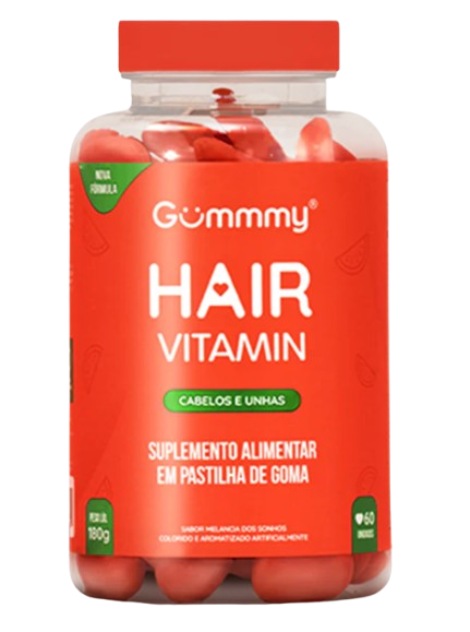 Gummy Hair, Cabelo, Pele e Unha, 60 Gomas Sabor Melancia, 180g