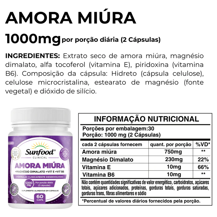 Amora Miúra Sunfood 1000mg 60Caps - Imagem 2