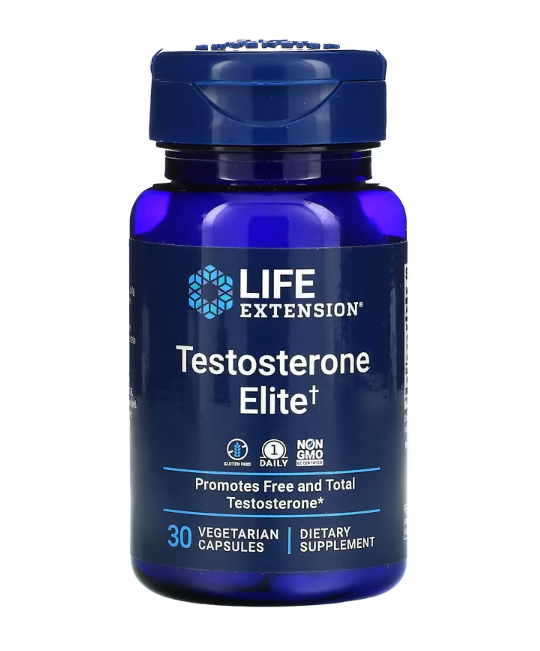 Testosterona Elite, 400mg, 30 Cápsulas, Life Extension
